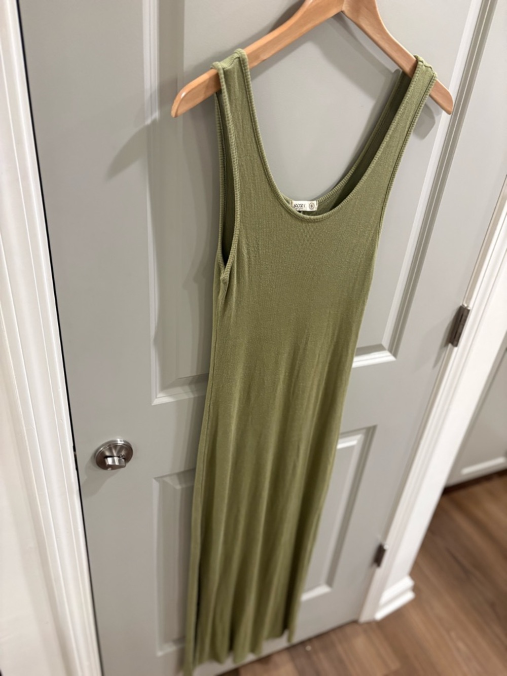 SOZY Double Split Maxi Sleeveless Knit Dress Green Women’s S Ribbed Casual - Picture 6 of 12